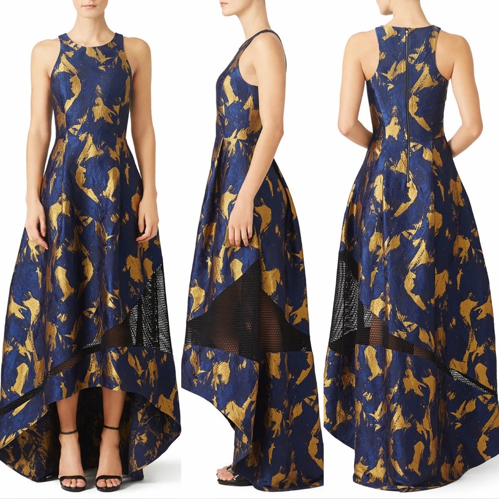 Sachin + Babi Blue and Gold High-Low Dress